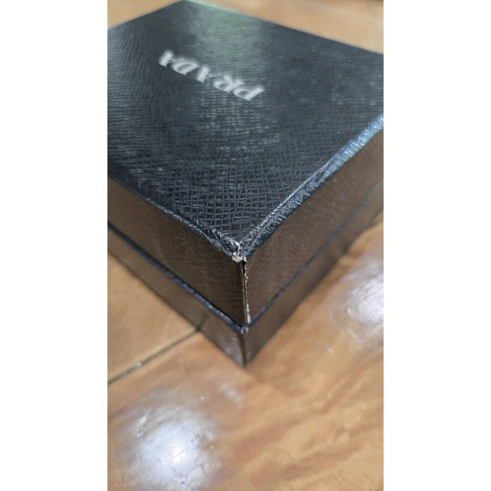Prada Vintage Black Gaufre Nylon Kiss-Lock Coin Pouch Full Set - Box &...
